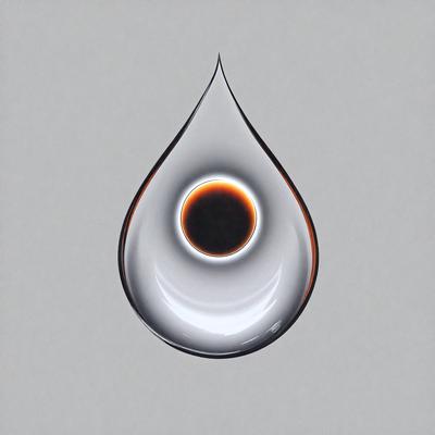 The primary subject of the image is a single drop of water, which is the main focus of the scene. The setting is a gray background, which provides a clean and minimalist appearance. The visual style is a close-up of the drop of water, emphasizing its shape and texture. The colors in the image are predominantly shades of gray, which contribute to a calm and serene atmosphere.